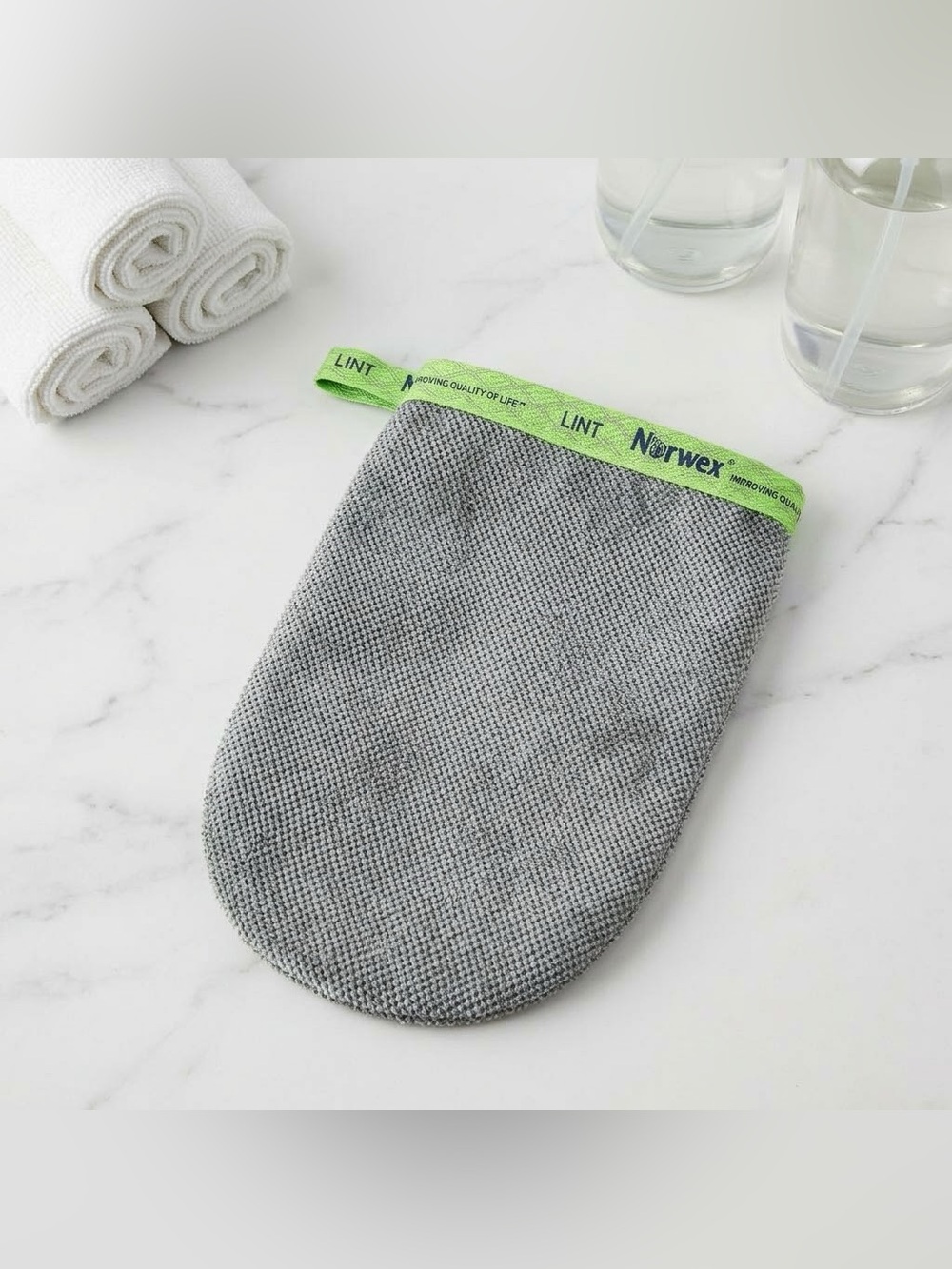 Norwex Lint Mitt Grey Microfiber Pet Hair Remover Travel Cleaner Hand Glove